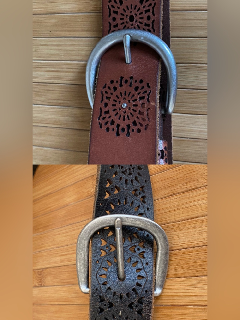 Lucky Brand Brown and Black Perforated Belts Medium